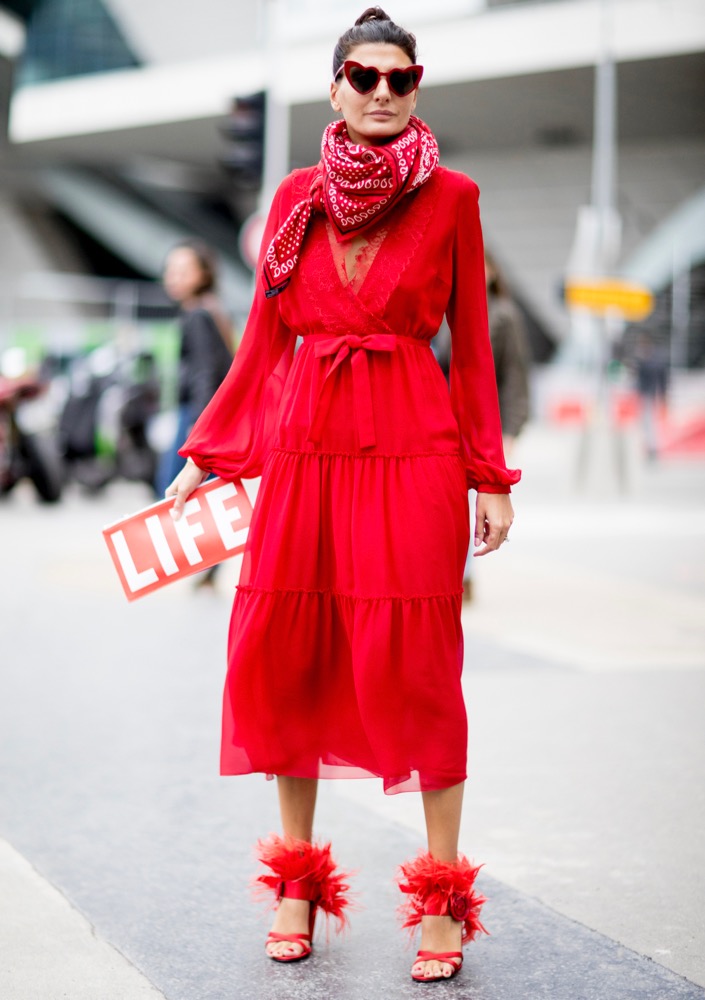 How to Wear the Red-on-Red Trend Like a Fashion Girl - theFashionSpot